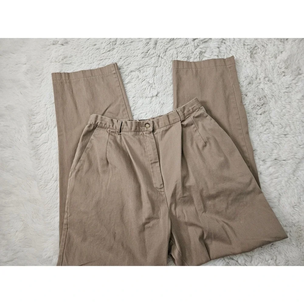 Vtg Company Collection Khaki Pleated High Rise Pants Size 12 Neutral Casual Work
